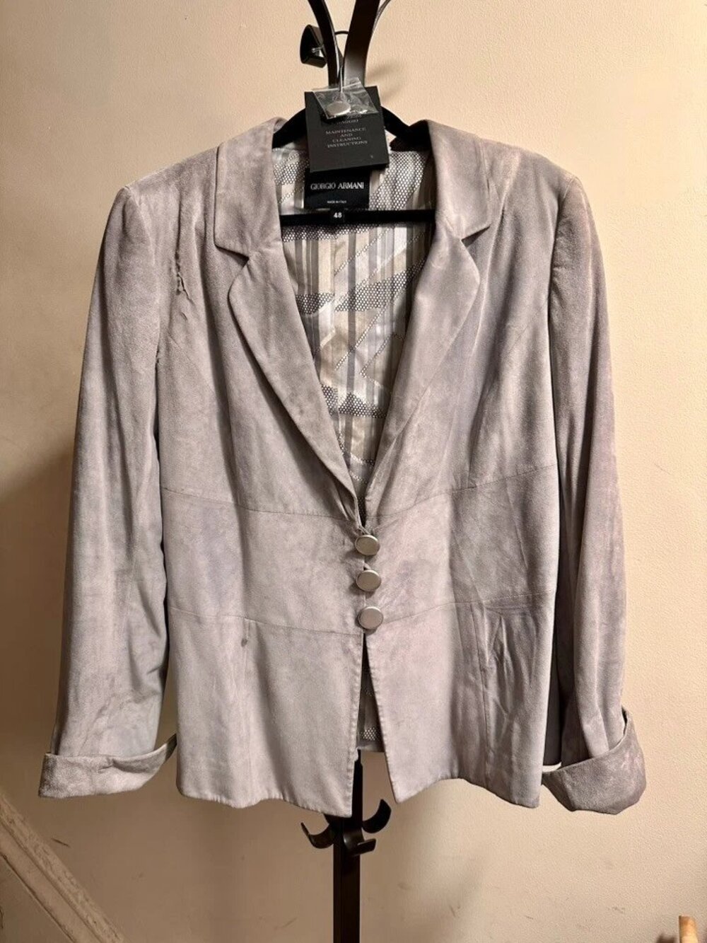 Giorgio Armani almost vintage Black Label gray suede Jacket - IT 48 / US 12